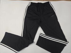 Adidas Track Pants Black White Stripe Drawstring Mens Medium